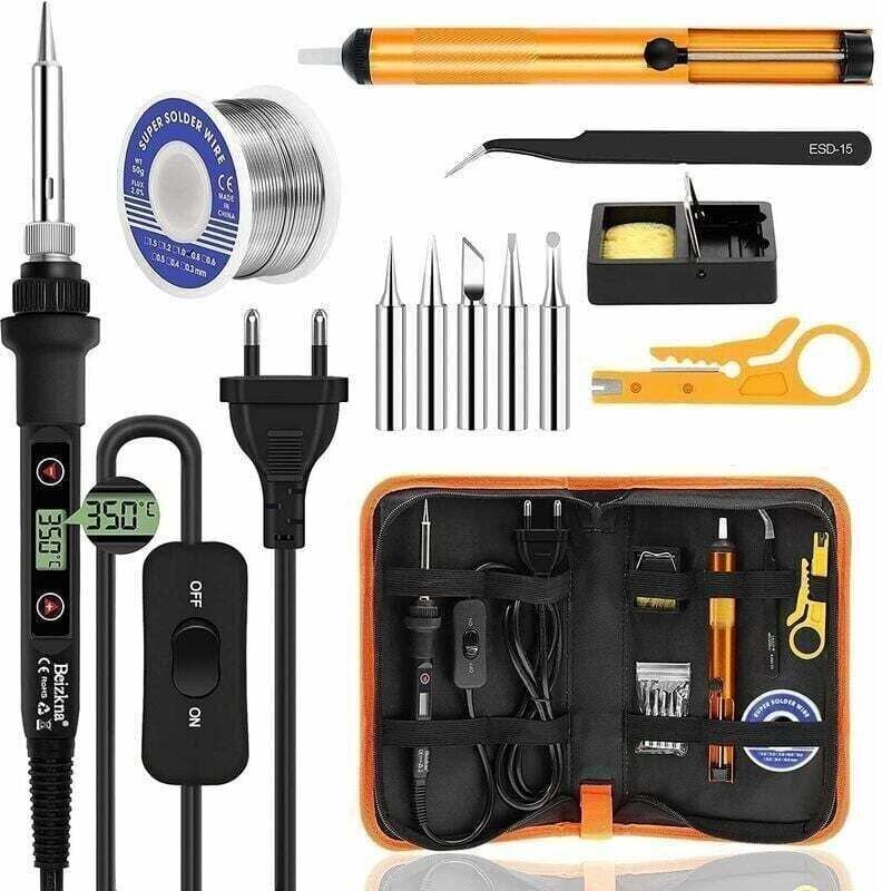 YMYNY Lötkolben-Set, 80 W, einstellbare Temperatur 180 – 480 °C, Präzisionselektronik mit Ein-/Ausschalter, 5 Lötspitzen...