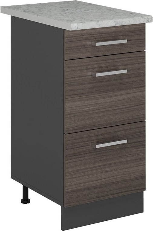 Vicco - Küchenunterschrank R-Line, Edelgrau, 40 cm mit Schubladen, ap Marmor