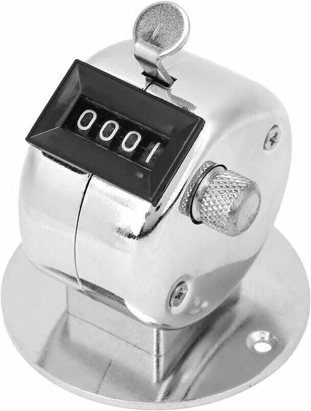 Manuelle Metalltheke4-stelliger manueller Zähler, Sport-Coaching-Zubehör, silberner mechanischer Handzähler