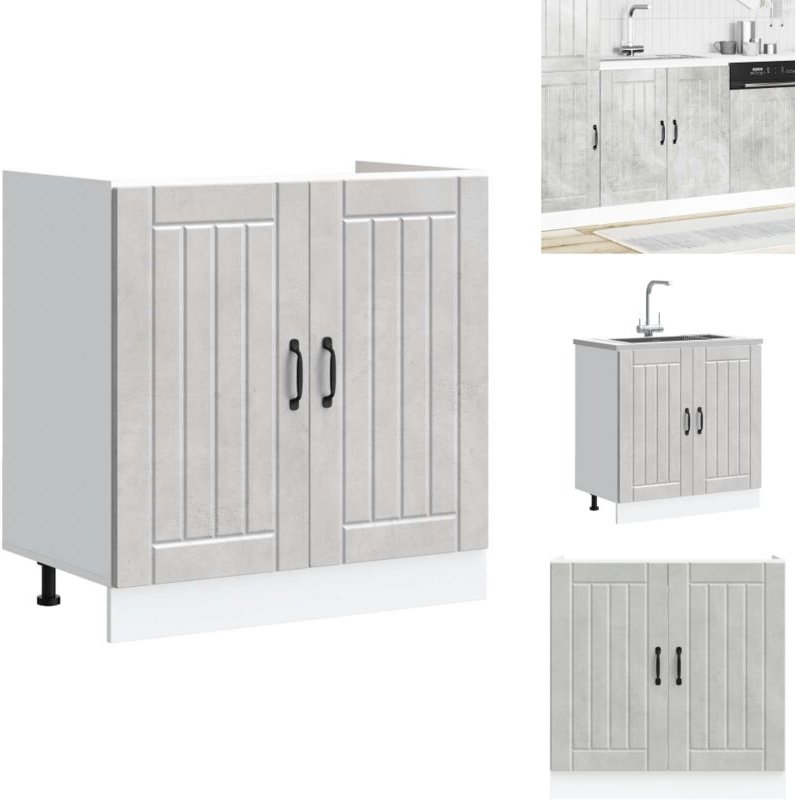 Spülenunterschrank Lucca Betongrau Holzwerkstoff - Spülenunterschrank - Spülenunterschränke - Küchenunterschrank - Unter...