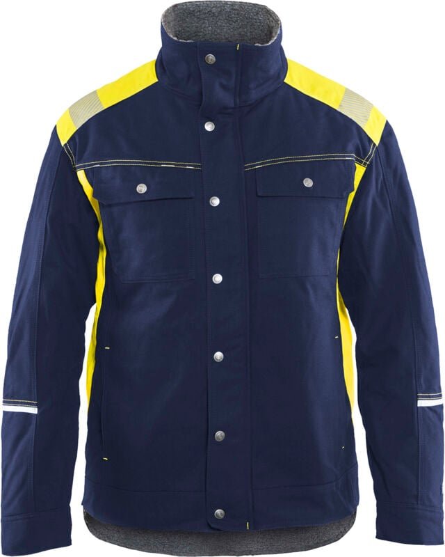 Arbeitsjacke für Handwerker, gefüttert, fluoreszierende Details 4915 - Marine/Gelbfloß XS