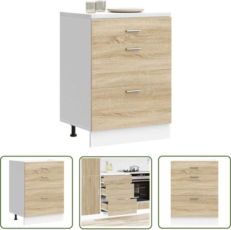 The Living Store - vidaXL Küchenunterschrank Sonoma-Eiche Holzwerkstoff