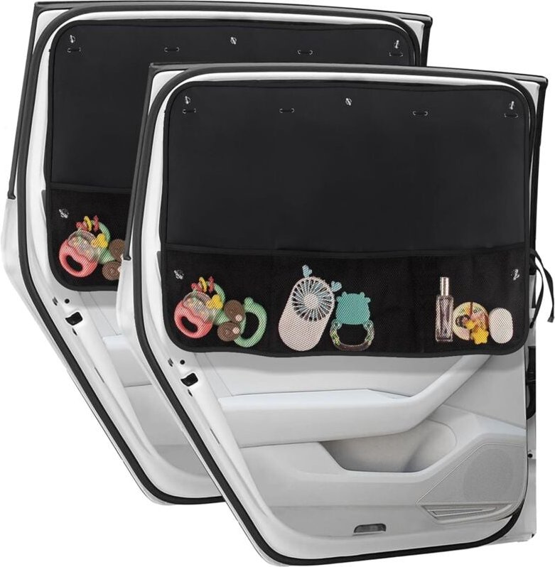 2 Stück Sonnenschutz für Auto-Seitenfenster, Verdunkelung, Babysonnenschutz mit Aufbewahrungsnetztaschen, Autovorhänge, ...
