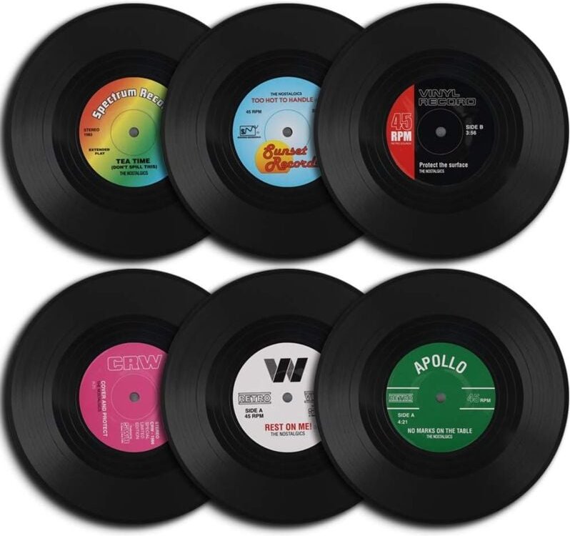 6er-Set Untersetzer im Retro-Stil aus Vinyl-Schallplatten