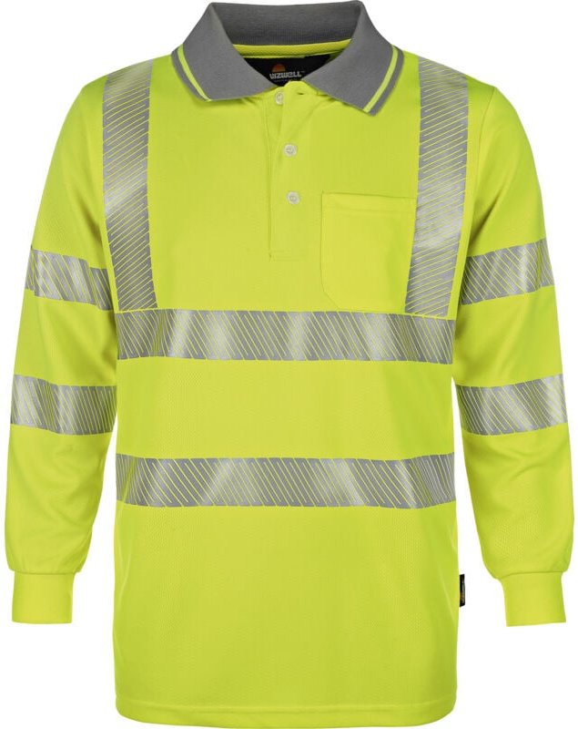 Trizeratop - Triuso Vizwell Warnschutz-Langarmpolo VWPS32 Gr. 2XL leuchtgelb/marine