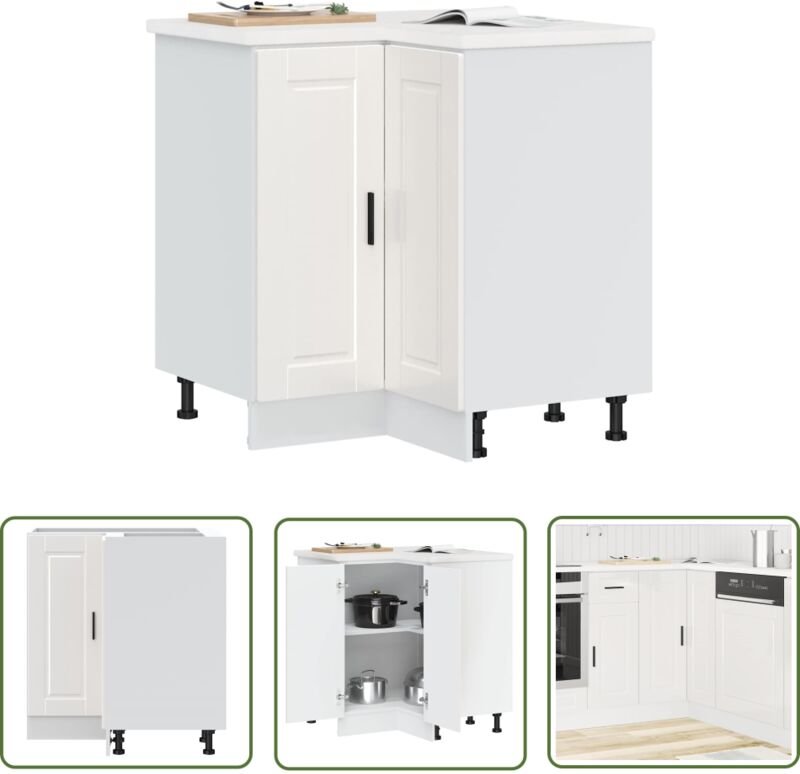 The Living Store - vidaXL Küchen-Eckunterschrank Porto Hochglanz-Weiß Holzwerkstoff