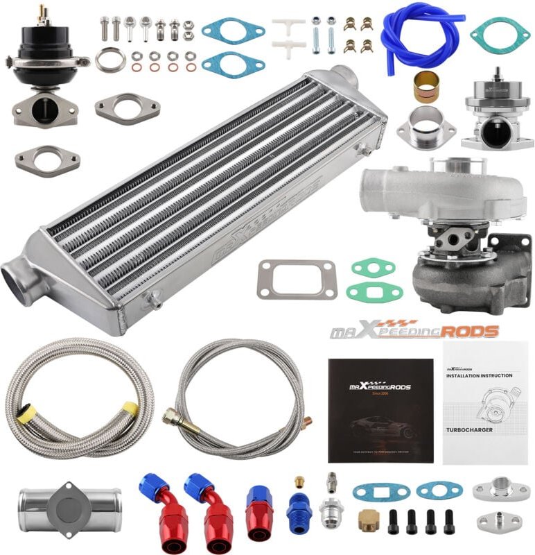 Maxpeedingrods - T3 T4 T04E Universal Turbolader Kit Wastegate Intercooler Bov Turbo 1.5L-3.0L