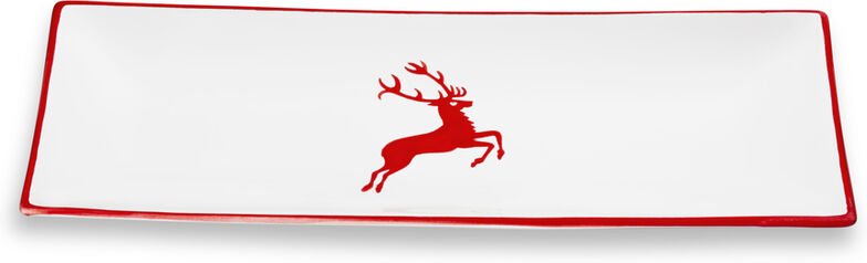 Thumbnail - Gmundner Keramik - Rubinroter Hirsch, Platte rechteckig (36x15cm)