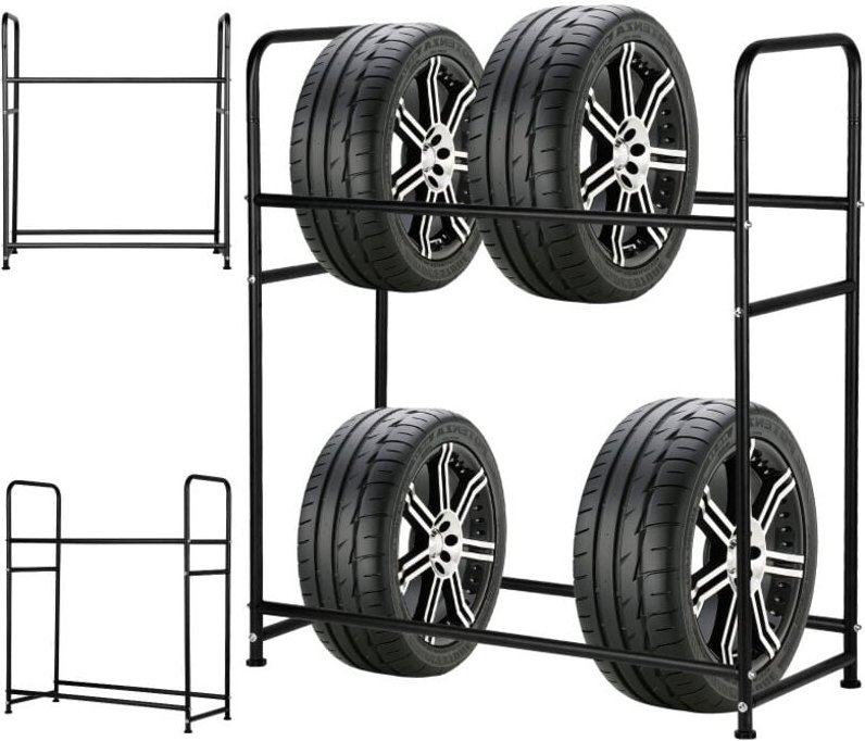 Reifenregal Reifenständer für 8 Reifen Lagerregal mit Schutzhülle Schwerlastregal Werkstattregal Tragkraft 180KG 107x46x...