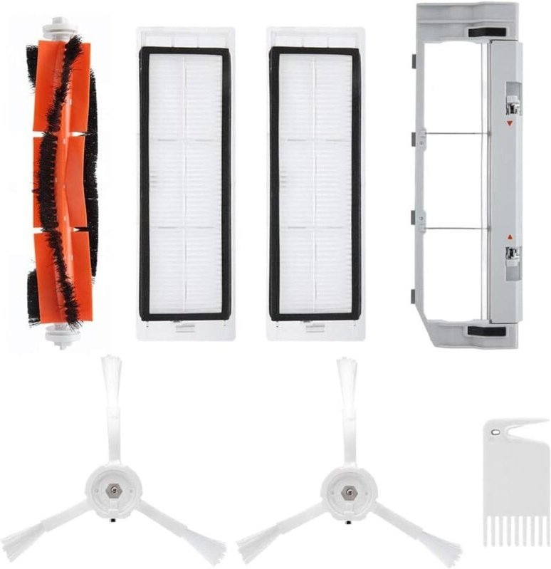 Zubehörset für Xiaomi Roboterstaubsauger, 2 Seitenbürsten + 2 x Filter + 1 Mittelbürste + 1 Klinge + Mittelbürstenabdeck...