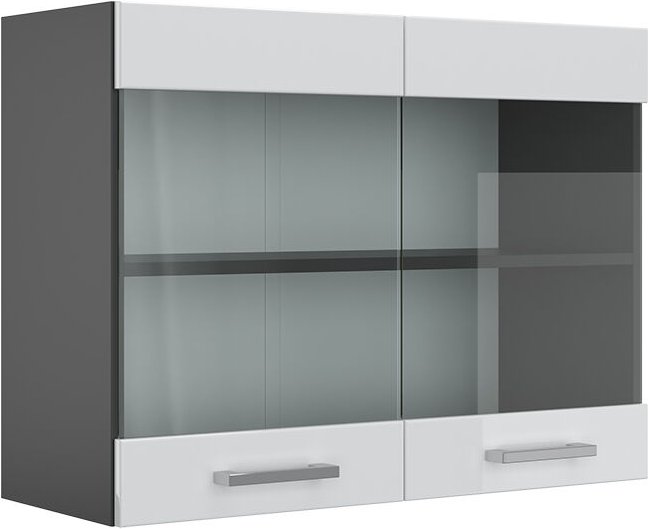 Küchenglasschrank R-Line, Weiß Hochglanz, 80 cm, Vicco