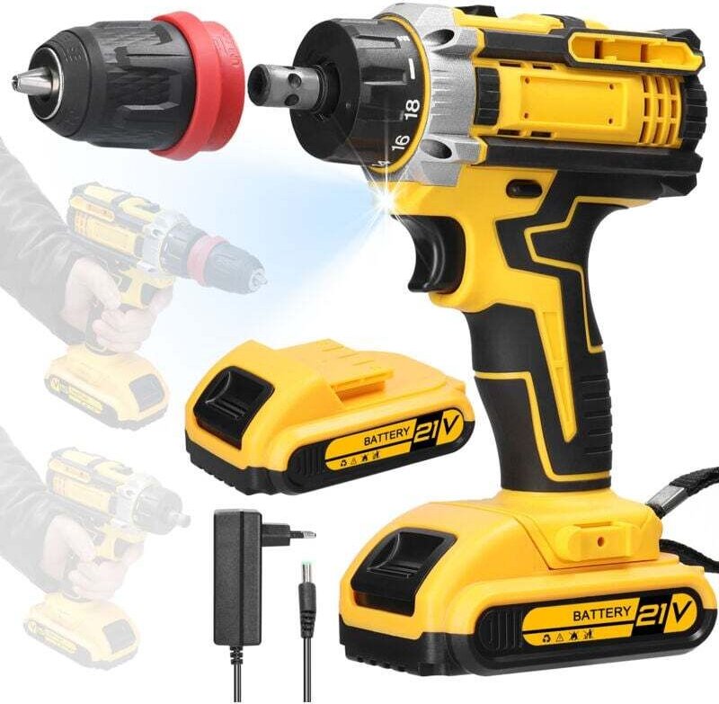 Ulisem 21 V 2-in-1-Lithium-Bohrschrauber, elektrischer Schraubendreher, Multifunktions-Elektrowerkzeug, bürstenloser Mot...