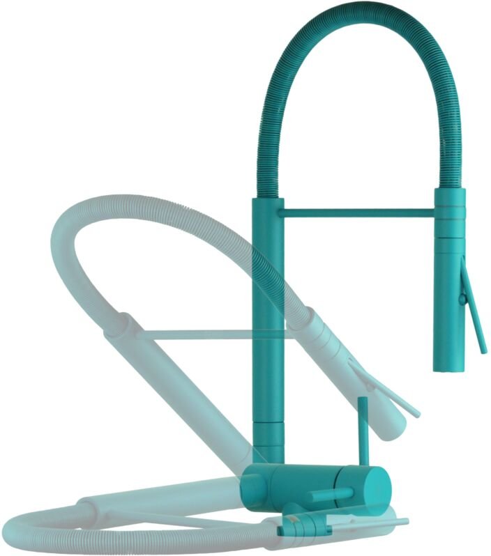 Nice Rubinetterie - Küchenmixer mit Feder und klappbarem Auslauf in türkisblauer Farbe Nice 29034M1BT Türkisblau