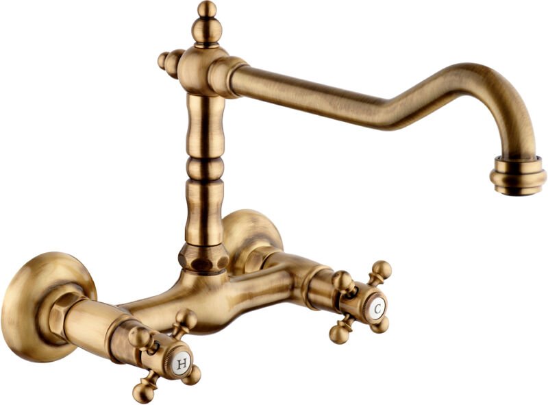 Paini France Robinetterie - tiffany Wand-Spültischarmatur Retro Altbronze