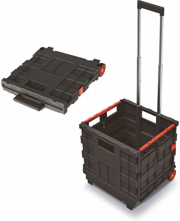 Spetebo - Kunststoff Einkaufstrolley cart t klappbar mit Rädern - 35 l - Transportbox fahrbar mit Teleskopgriff - Einkau...