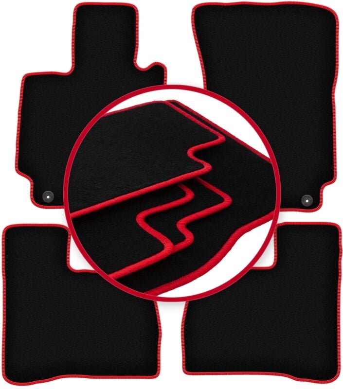 CARLUX-RED Autofußmatten für: Mercedes W221 S-Klasse Limousine kurz (2005-2013)