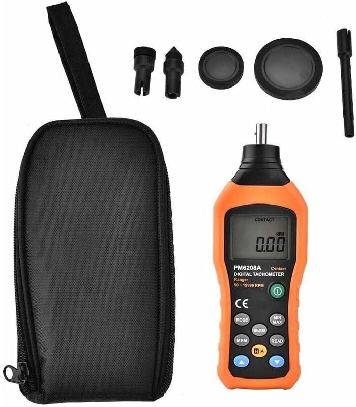 Digitaler Drehzahlmesser, PM6208A Kontakttyp Digitaler Drehzahlmesser Motor Motor LCD-Hintergrundbeleuchtung Display