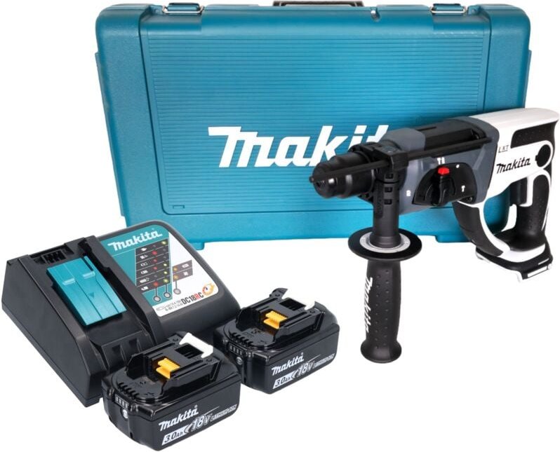 Makita - dhr 202 rfw Akku Bohrhammer 18 v 20 mm 2,0 j weiß + 2x Akku 3,0 Ah + Ladegerät + Koffer