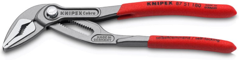 KNIPEX 87 51 180 SB Cobra® ES Wasserpumpenzange extra-schlank mit rutschhemmendem Kunststoff überzogen grau atramentiert...