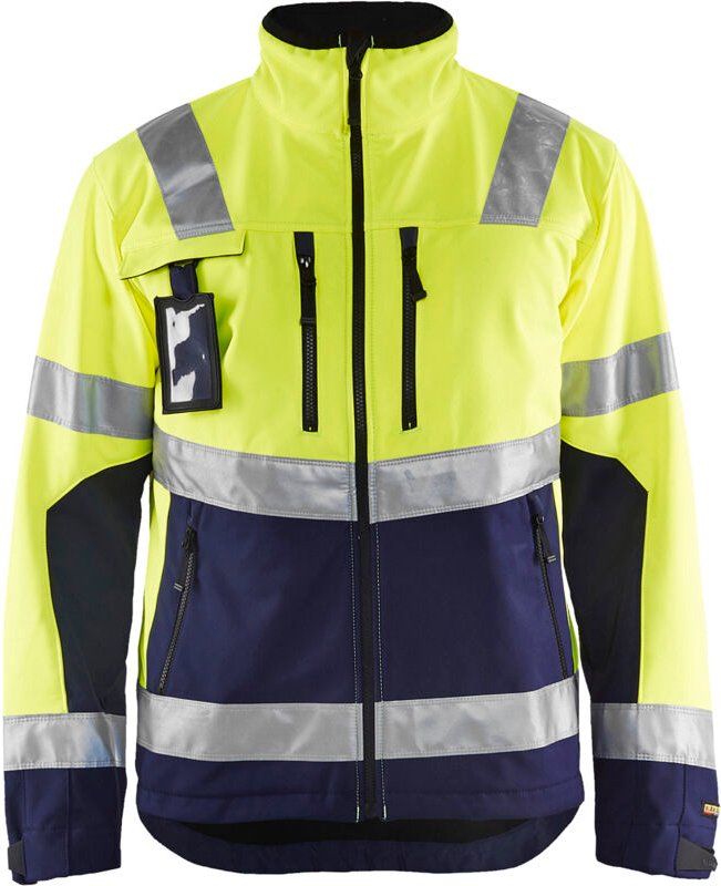 Thumbnail - Hochsichtbare Softshell-Arbeitsjacke 4900 - Neon Gelb/Navy XXL