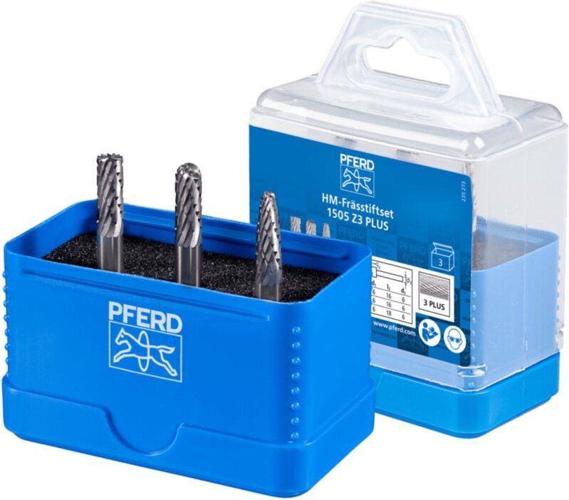 Thumbnail - Hartmetall Frässtift Set 1505 Zahnung 3 plus 3-tlg. ø 6mm Schaft-Ø 6mm universal mittel kreuzverzahnt - Pferd