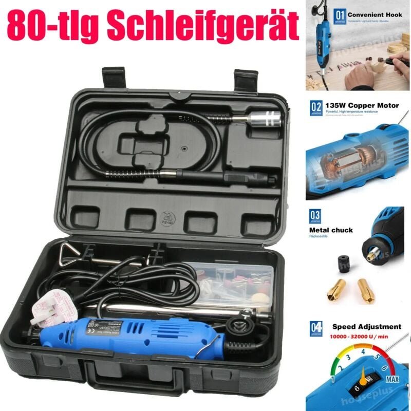 80-tlg Mini Drehwerkzeug Schleifset Polierset Drill Zubehör Schleifer Für Dremel