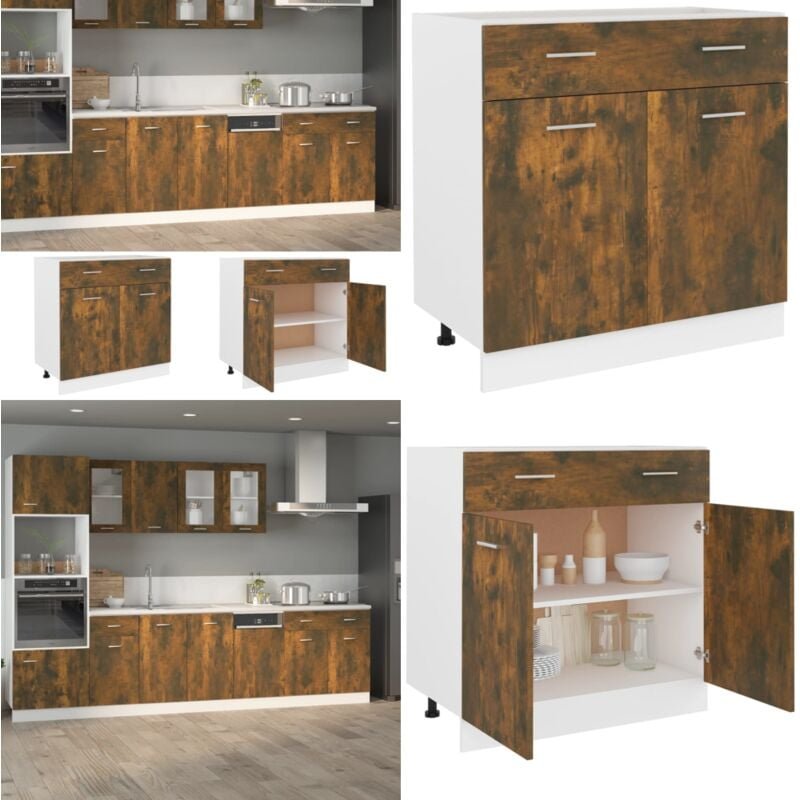 Unterschrank mit Schublade Räuchereiche 80x46x81,5 cm - Unterschrank - Küche - Küchenschrank - Holzküche - Holzschrank -...