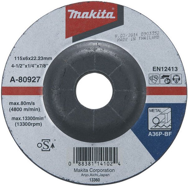 Thumbnail - Schruppschleifscheibe Metall 230x6x22,23 mm A36P Makita A-80955
