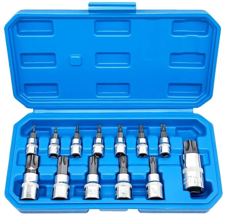 13-Teiliger Stern-Torx-Bit-SteckschlüSselsatz T8-T70 H2-H14, -SteckschlüSseleinsäTze 1/4 , 3/8 und 1/2 Antrieb für Arbei...