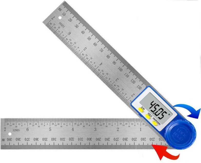 Ahlsen - Digitaler Winkelmesser – Stahllineal für Zimmerei, 360°-Messung für Heimwerker