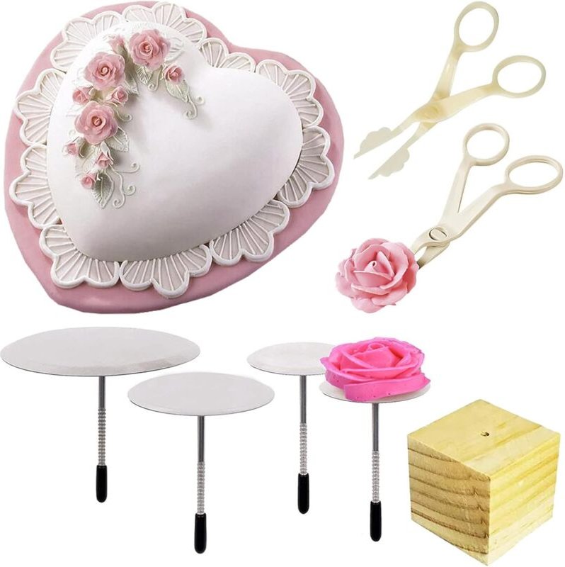7 Stück Icing Blumennagel Set, Fondant Deko Kuchen Dekorieren Nägel Kuchen Blumennagel Icing Nagel Set Kunststoffscheren...