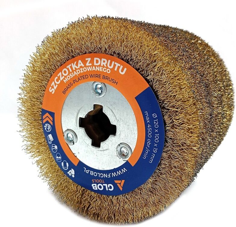 Glob Tools Holzgealterte Drahtbürste, Messingdraht, 120 x 100 x 19 mm
