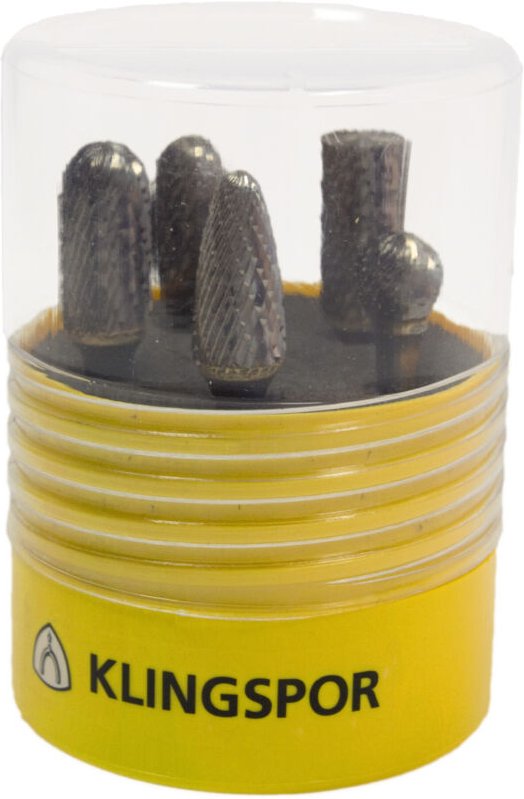 Klingspor HF100BOX5 Fräser/Kernbohrer/ Set, 9,6 x 6 mm Kreuzverzahnung