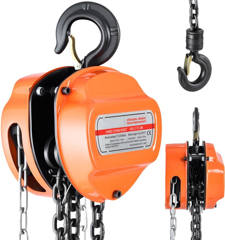 Mophorn Kettenzug mit 1 T Traglast, Handkettenzug, 3 m Hubhöhe, Hebezug mit G80-Kette, robuster Flaschenzug, manuelle He...