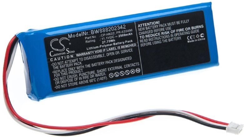 Vhbw - Akku Ersatz für Harman / Kardon CP-HK02, PR-633496 für Lautsprecher Boxen Speaker (2500mAh, 11,1V, Li-Polymer)