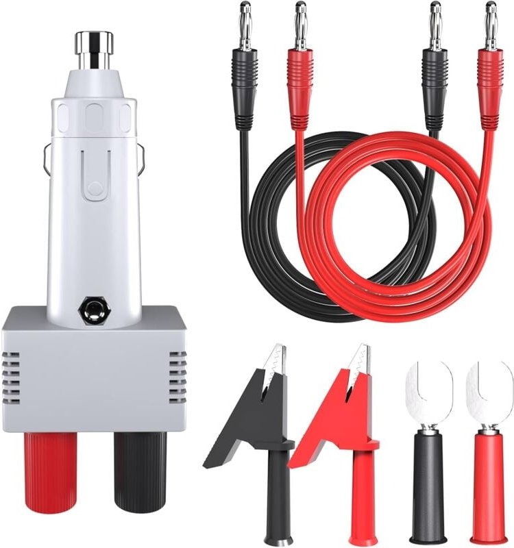 Zigarettenanzünder-Stecker auf zwei 4-mm-Bananenbuchsen, 12 V, 10 A, Kfz-Ladegerät-Adapter mit Stromkabeln, Krokodilklem...