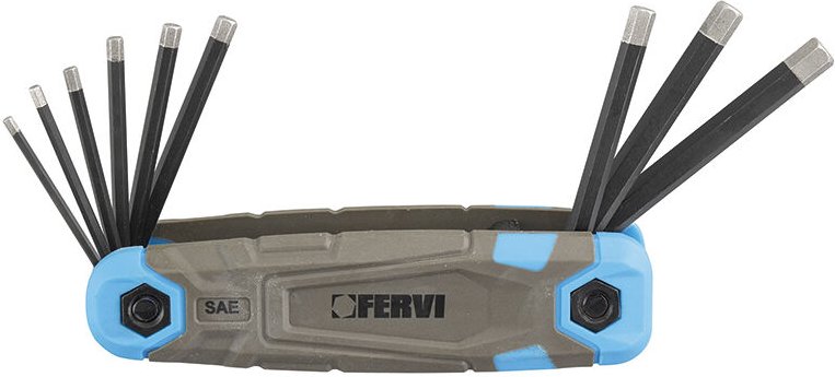 Satz mit 9 Inbusschlusseln 5/64-1/4 Zoll mit Diamantspitze Fervi 0558/ep