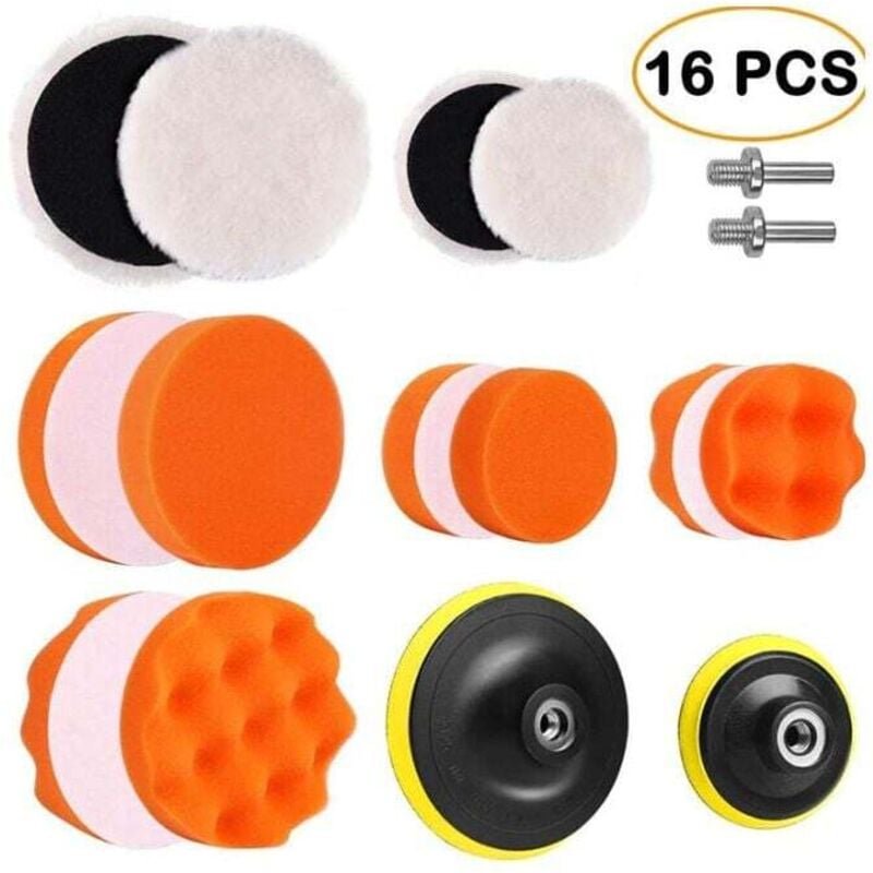 Thumbnail - 3' & 5' Auto-Poliersets, 16 Schaumstoffpads fürs Auto, Pufferpad-Set, Metall-Polierpads