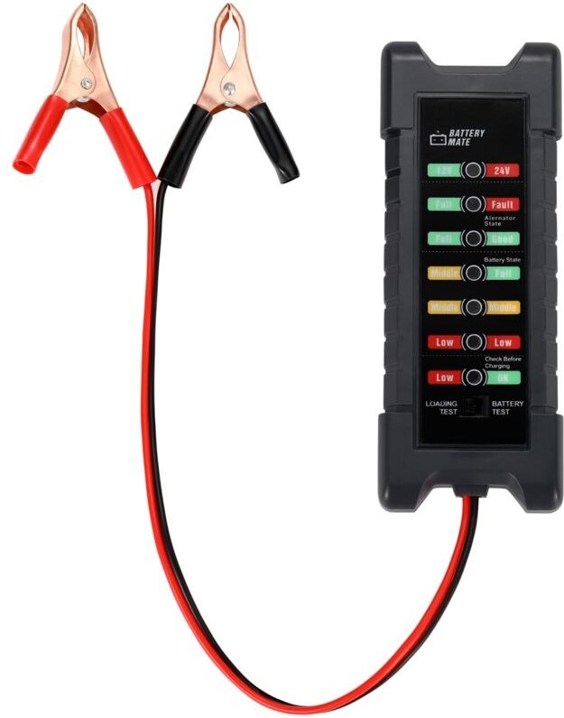 CCYKXA 1 Stück 12 V 24 V Autobatterietester, Kfz-Lichtmaschinentester, Batterieprüfer, Analysator zur Überprüfung der Li...