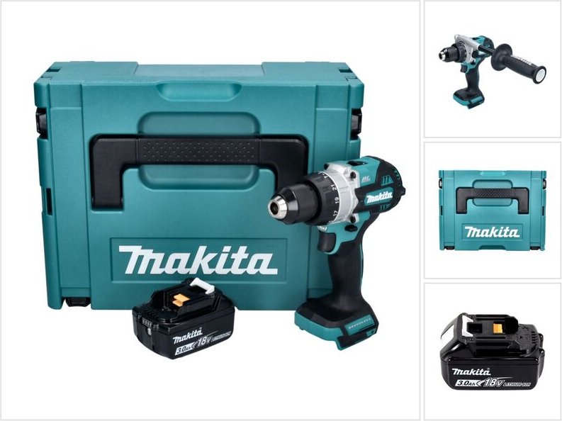 Makita DHP 486 F1J Akku Schlagbohrschrauber 18 V 130 Nm Brushless + 1x Akku 3,0 Ah + Makpac - ohne Ladegerät