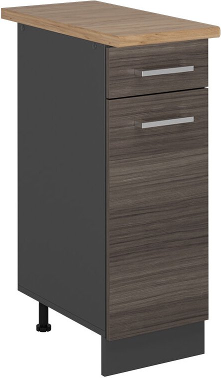 Vicco - Küchenunterschrank R-Line, Edelgrau, 30 cm , ap Eiche