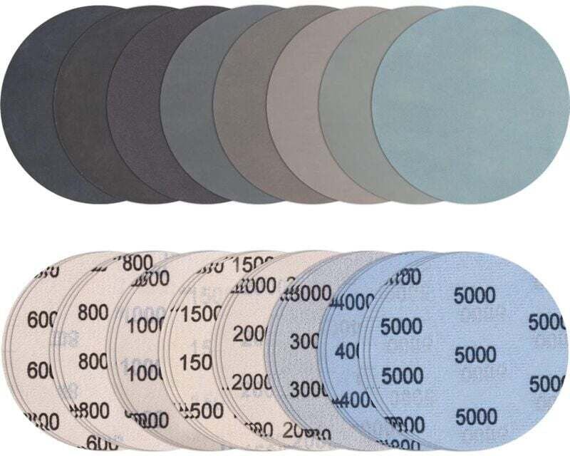 24 Stück 125 mm Klett-Schleifscheiben - Körnung 600/800/1000/1500/2000/3000/4000/5000 - Rund ohne Loch - Trocken- und Na...
