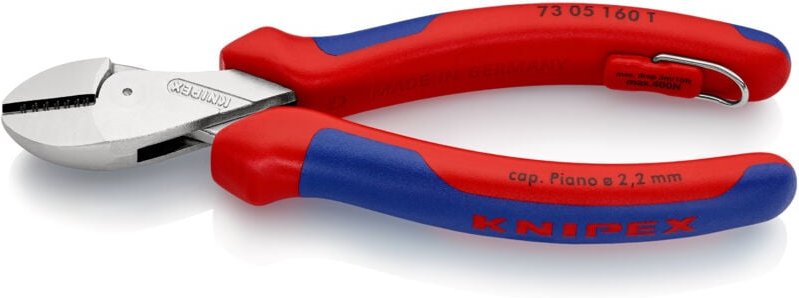 KNIPEX 73 05 160 T BK X-Cut® Kompakt-Seitenschneider mit Mehrkomponenten-Hüllen, mit integrierter Befestigungsöse zum An...