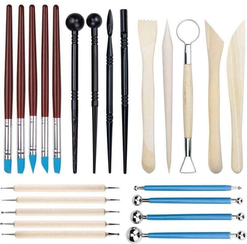 23 Pièces Outil en Céramique Set, Outils Modelage Argile Outil de Poterie Sculpture, pour Débutants,Professionnels et Ar...