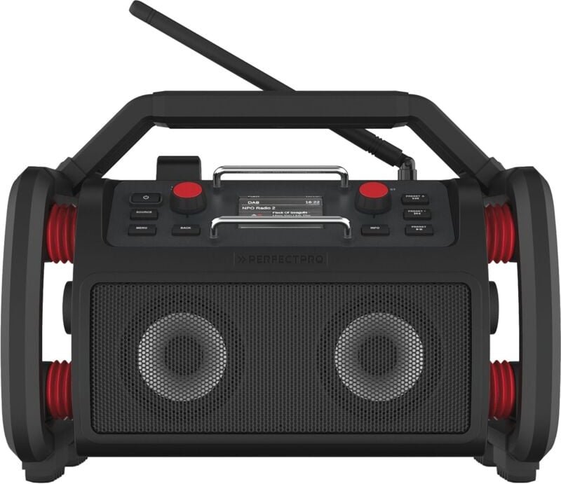 Perfectpro Akku Radio Rockpro - Radio mit Bluetooth 5.0 - Baustellenradio mit 2x15 Watt - dab+ & UKW-Empfang