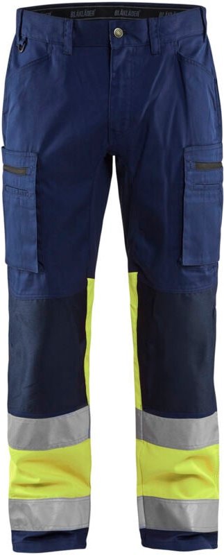 Thumbnail - Hochsichtbarer Stretch-Arbeitshose 1551 - Marine/Gelb fluoreszierend L - FR(46) - SE(C52) - Lange