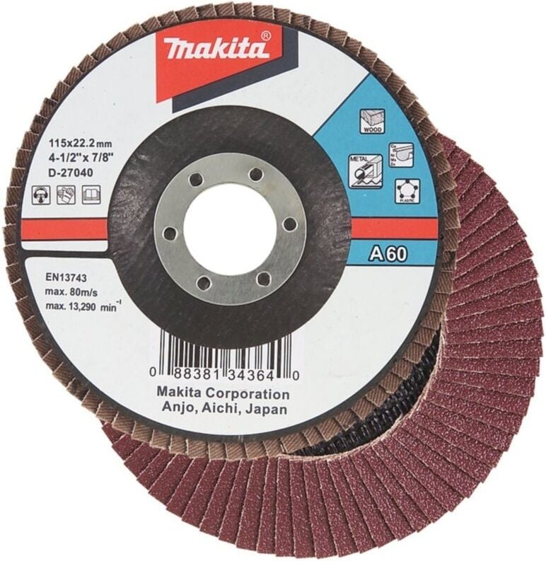 Fächerschleifscheibe 115 mm, A60 - Makita