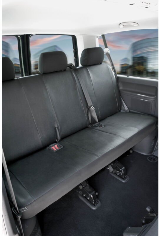 Passform Sitzbezug aus Kunstleder kompatibel mit VW T6, 3er Bankbezug