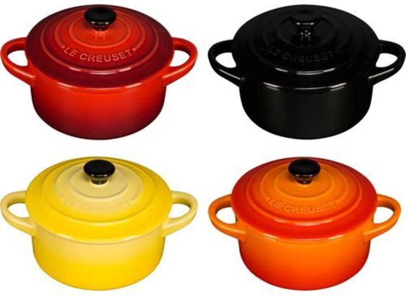 Le Creuset - 4x1 Mini Braeterset m.Deckel 10x5cm, Feuer u. Flamme