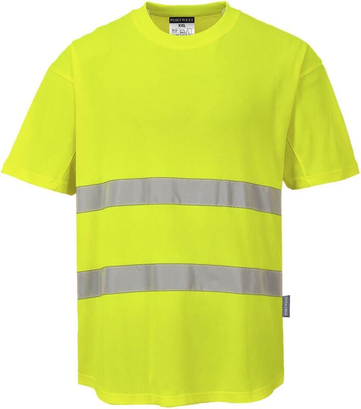 Atmungsaktives T-Shirt mit 2 Streifen HV Gelb M